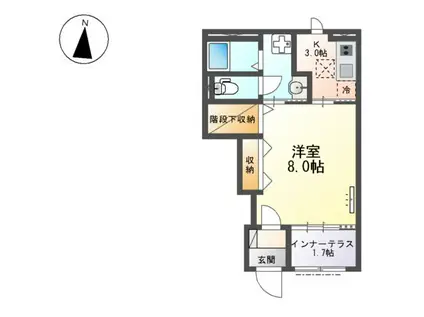 大口町 (1K/1階)の間取り写真