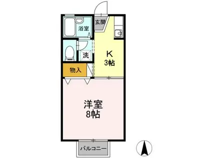 メイゾン美田(1K/2階)の間取り写真