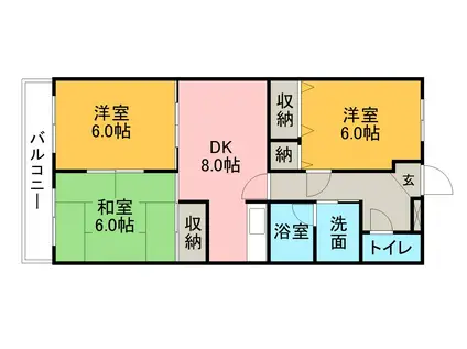 あすなろ(3DK/3階)の間取り写真