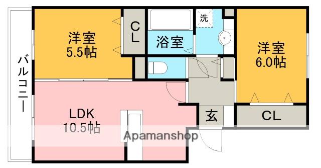アリュール林(2LDK/1階)の間取り写真