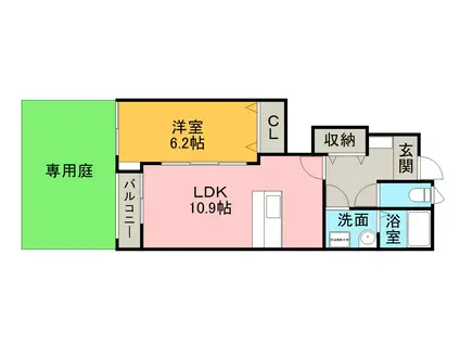 ハートフラワー(1LDK/1階)の間取り写真