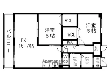 サンピアシュミート(2LDK/3階)の間取り写真