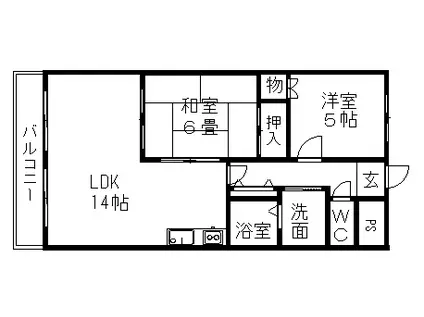 シャインヒルズ(2LDK/4階)の間取り写真