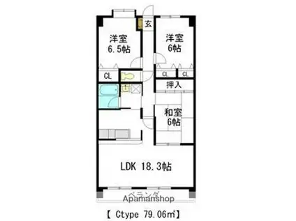 グランドコート鴻の巣(3LDK/1階)の間取り写真