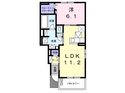 ル・リアン2 ウエスト(1LDK/1階)の間取り写真