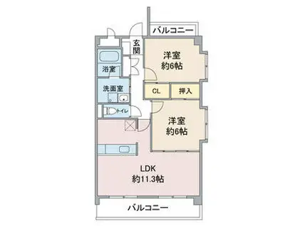 ベルフローラ一社(2LDK/2階)の間取り写真