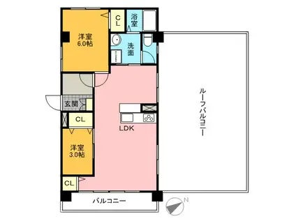 サンシャイン村瀬(2LDK/5階)の間取り写真