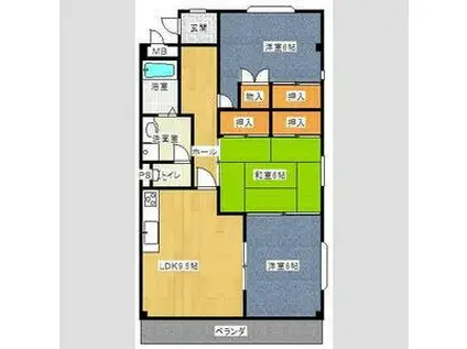 メイゾン島田(3LDK/3階)の間取り写真