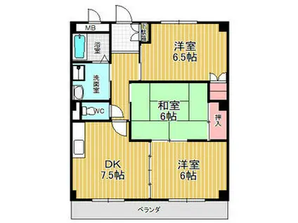 パークガーデン神の倉Ⅱ(3DK/3階)の間取り写真