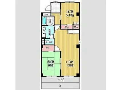 エスポワールOH72(2LDK/1階)の間取り写真