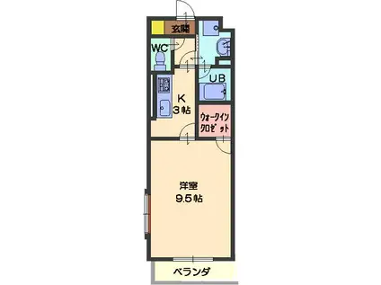 グリーンヒルズ(1K/3階)の間取り写真