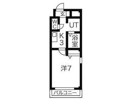 エトアール平針I(1K/3階)の間取り写真