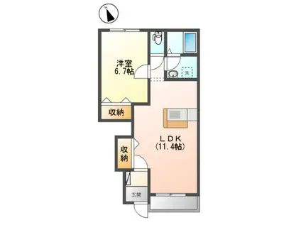 イーストパークN(1LDK/1階)の間取り写真