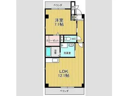 エスペランス水広下(1LDK/2階)の間取り写真