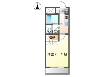 グリーン・ビレッジⅡ(1K/2階)の間取り写真