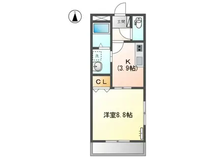 ルミナス若田(1K/1階)の間取り写真