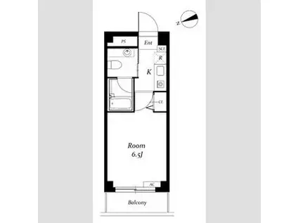 八事ガーデンヒルズ(1K/6階)の間取り写真