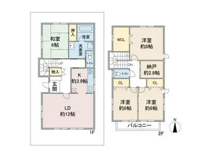 名古屋市東山線 上社駅 徒歩16分 2階建 築12年(4LDK)の間取り写真