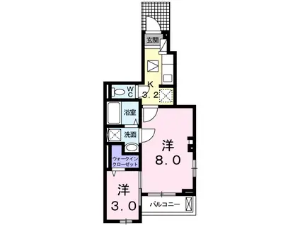 フローラルメゾン松和花壇(1K/1階)の間取り写真