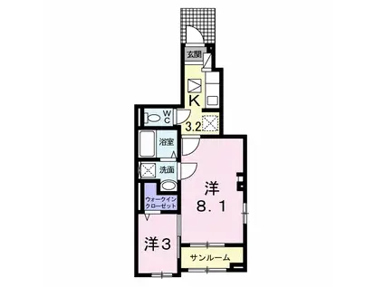 グランデイゾラ(2K/1階)の間取り写真