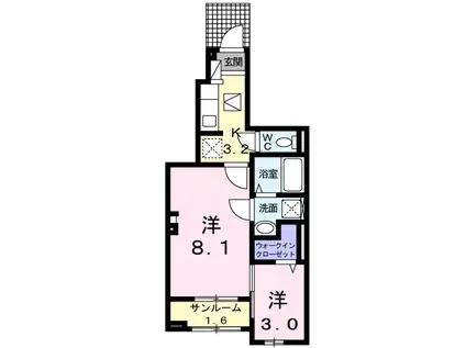 プラシード B(2K/1階)の間取り写真