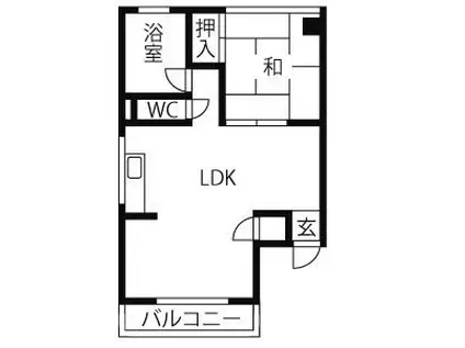 メートービル(1LDK/6階)の間取り写真