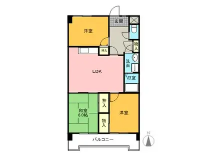 エスコートはら(3LDK/2階)の間取り写真