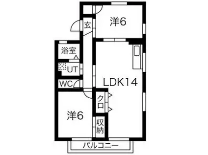 クレセント篠の風(2LDK/1階)の間取り写真