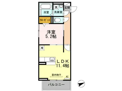 ソレイユ菅田(1LDK/2階)の間取り写真