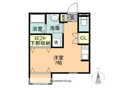 中平ヒルズ(ワンルーム/2階)の間取り写真