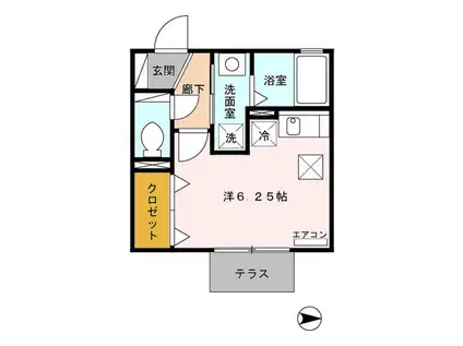 名古屋市桜通線 神沢駅 徒歩8分 2階建 築20年(ワンルーム/1階)の間取り写真