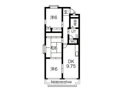 ソジュール(3DK/4階)の間取り写真