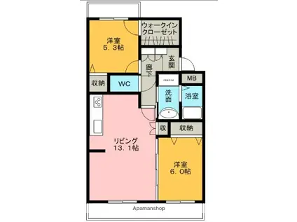 水野マンション(2LDK/2階)の間取り写真