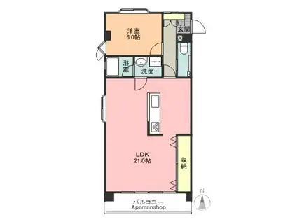 鈴香ハイツ(1LDK/2階)の間取り写真