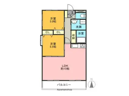 室賀ビル(2LDK/4階)の間取り写真