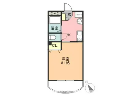 マンションリバーサイド(1K/2階)の間取り写真