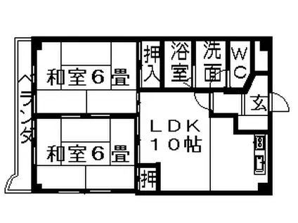 杉浦ビル(2LDK/3階)の間取り写真
