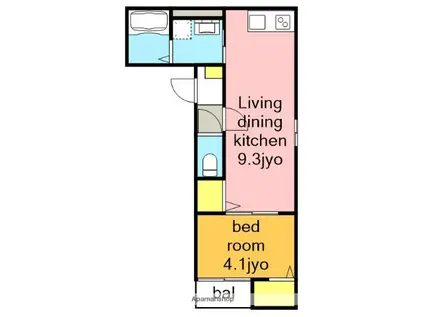 LECOCON天白(1LDK/3階)の間取り写真
