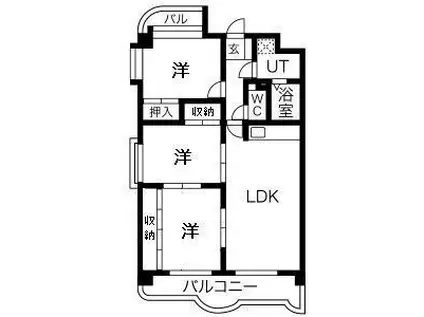 八事石坂マンション(3LDK/4階)の間取り写真