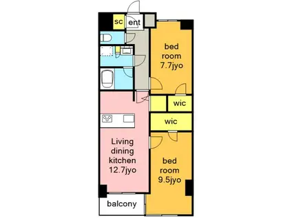 SーRESIDENCE神沢AFFORD12月契約限定キャンペー(2LDK/7階)の間取り写真
