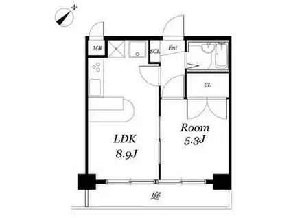 カーサノア八事(1LDK/2階)の間取り写真