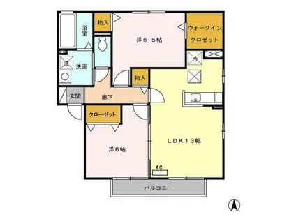 レジデンス神ノ倉C(2LDK/1階)の間取り写真