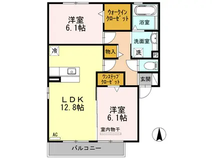 ビューコート(2LDK/2階)の間取り写真