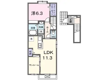 プレリュード KFB(1LDK/2階)の間取り写真