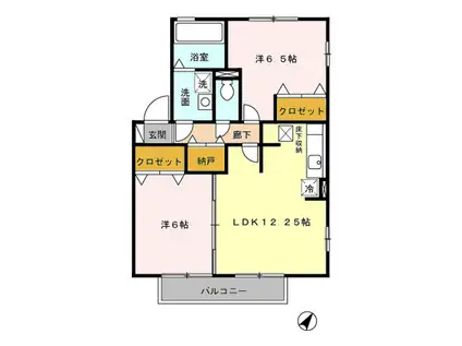 レジデンス黒沢台 B(2LDK/1階)の間取り写真