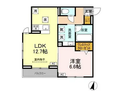 LUVITA上社(1LDK/1階)の間取り写真