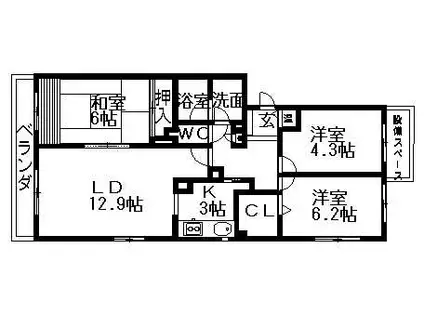 パークノヴァ亀の井(3LDK/2階)の間取り写真