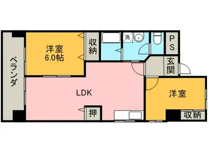 サンハイツ西尾(2LDK/5階)の間取り写真