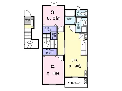 キルシェ(2DK/2階)の間取り写真