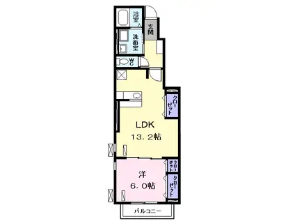 アンジュ 八田(1LDK/1階)の間取り写真